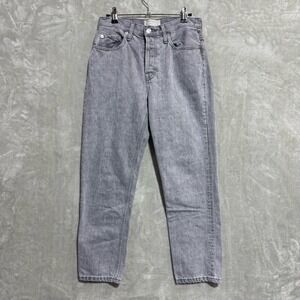 Everlane Jeans Womens 26 Grey High Waisted Crop Straight Leg 5 Pocket Button Fly